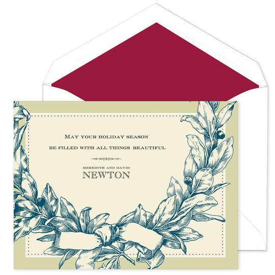 Blue Wreath Holiday Cards